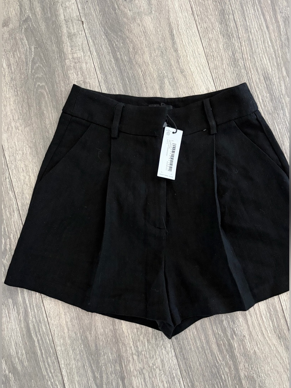 Nasty Gal Black High Waist Pleated Tailored Shorts